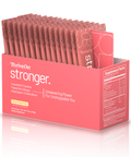 Box of ThriveOn Stronger supplement packets on a white background